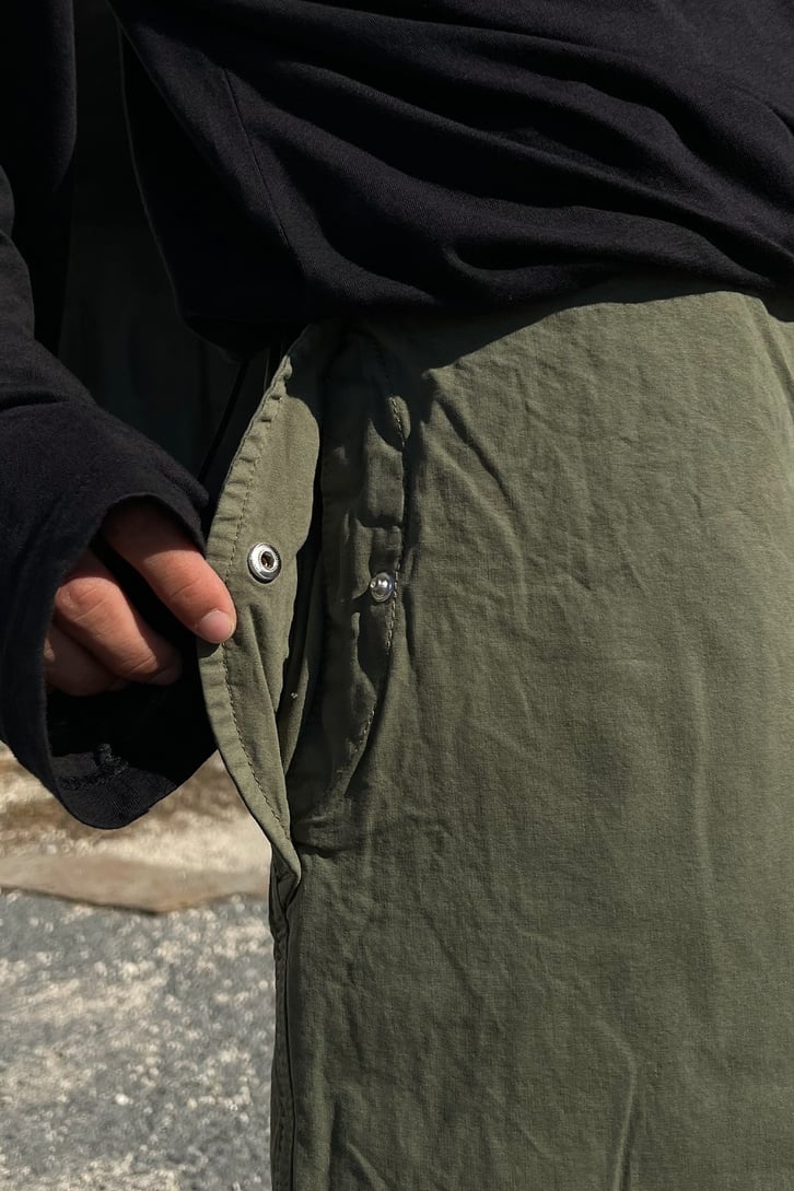 Lastikli Yeşil Paraşüt Kumaş Pantolon