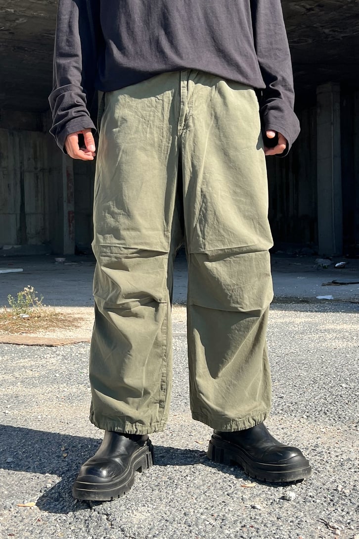 Lastikli Yeşil Paraşüt Kumaş Pantolon