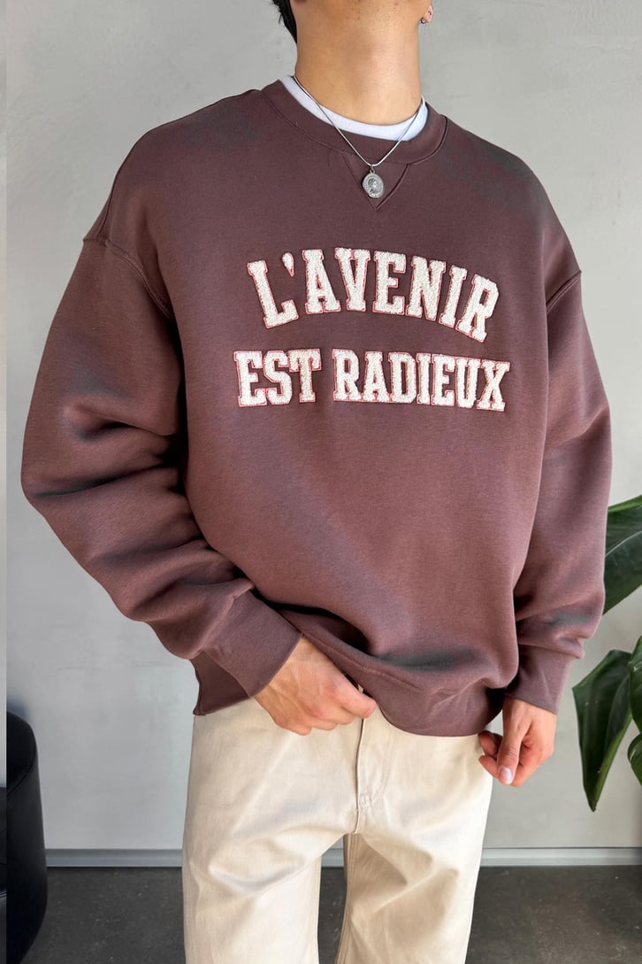 L'avenir Nakışlı Bisiklet Yaka Sweatshirt