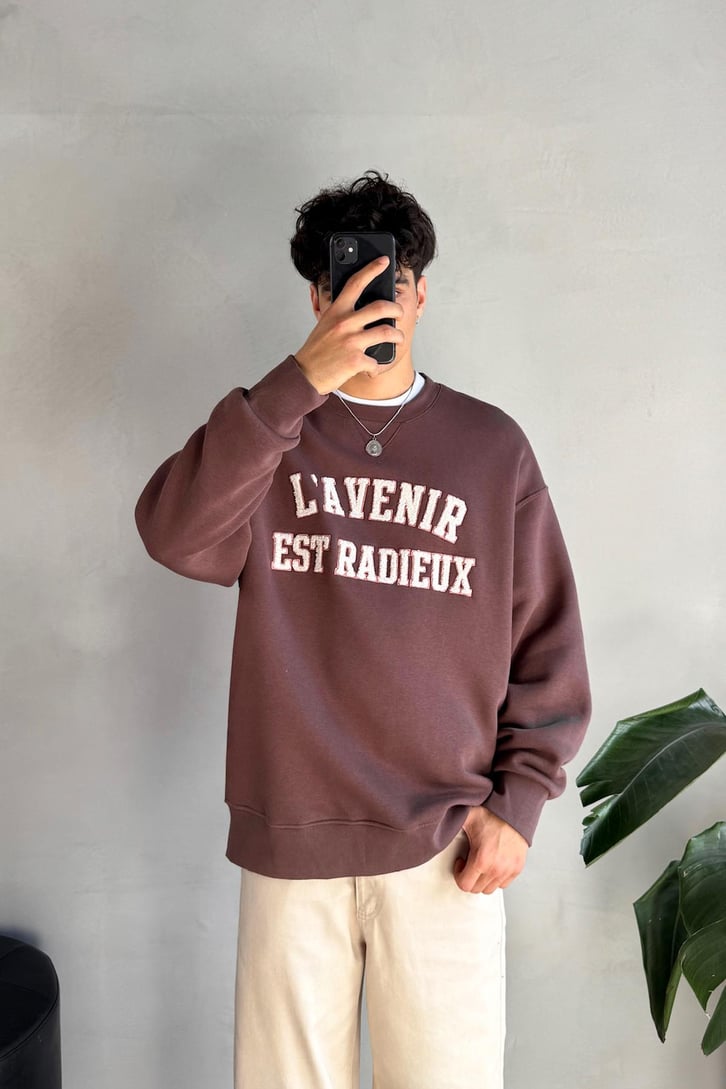 L'avenir Nakışlı Bisiklet Yaka Sweatshirt