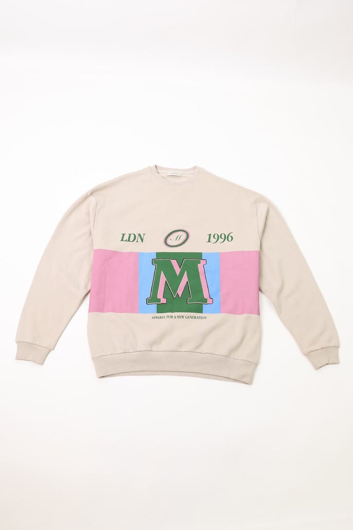 Ldn 1996 Baskılı Bej Sweatshirt