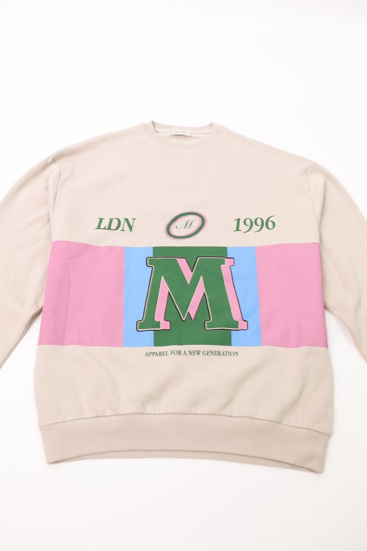 Ldn 1996 Baskılı Bej Sweatshirt