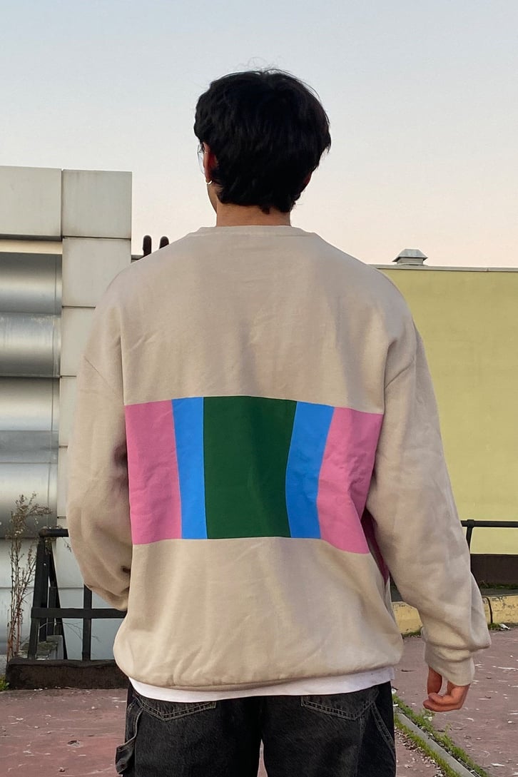 LDN Color Block Printed Oversize Sweatshirt