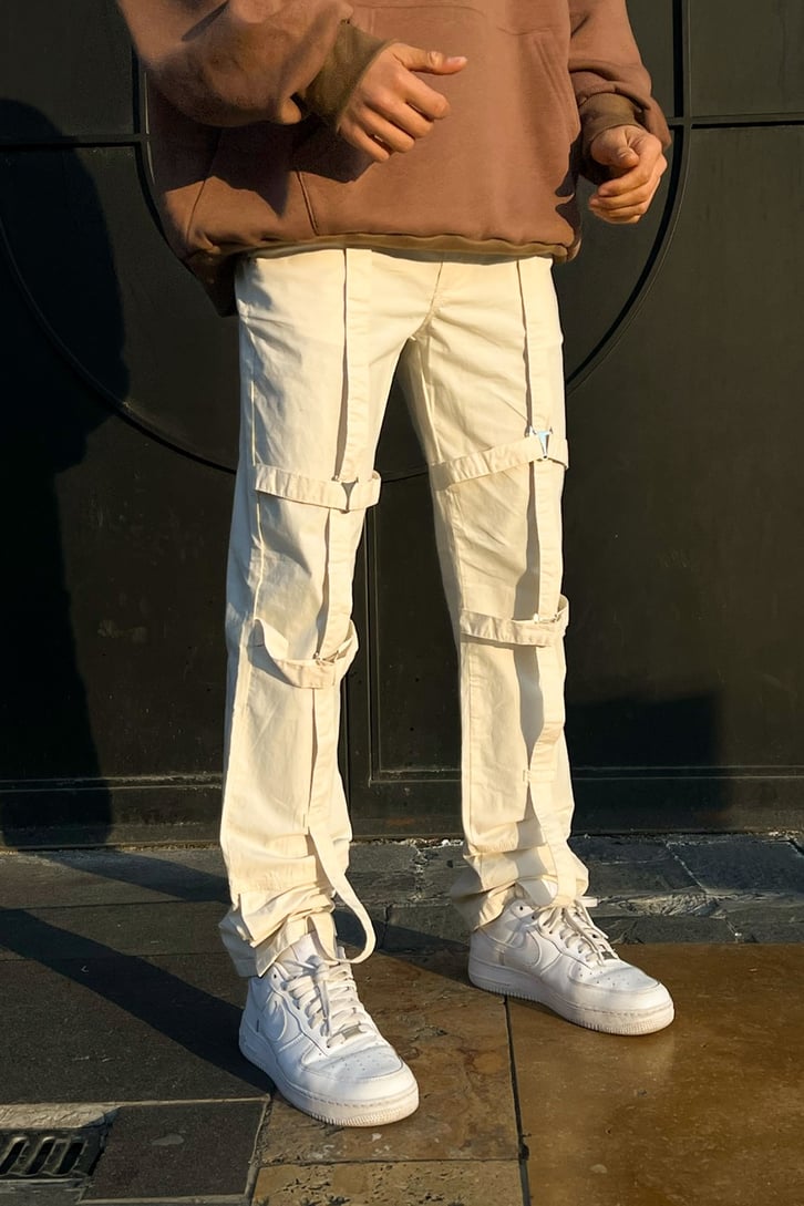 Leg Detail Krem Pantolon