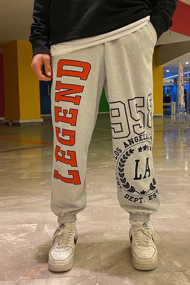 Legend Printed Oversize Gri Sweatpant