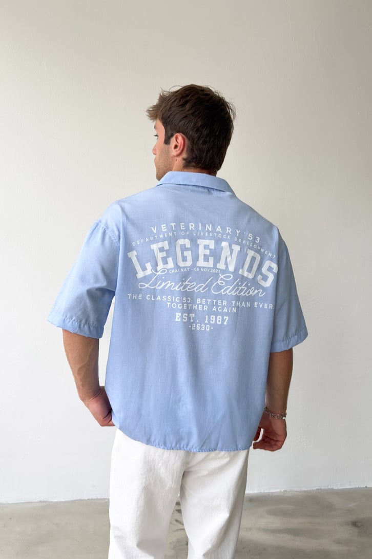 Legends Baskılı Oversize Kısa Kol Gömlek