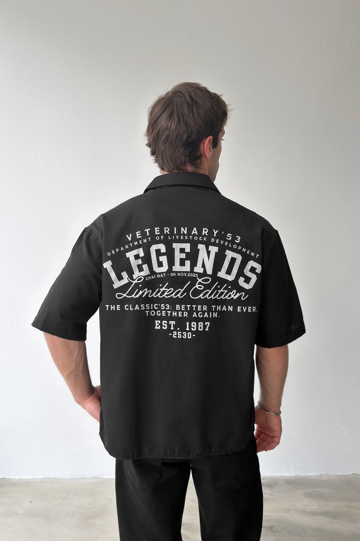 Legends Baskılı Oversize Kısa Kol Gömlek