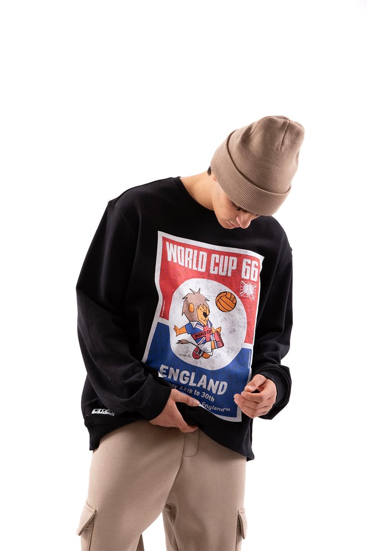 Leon Football Baskılı Siyah Oversize Sweatshirt