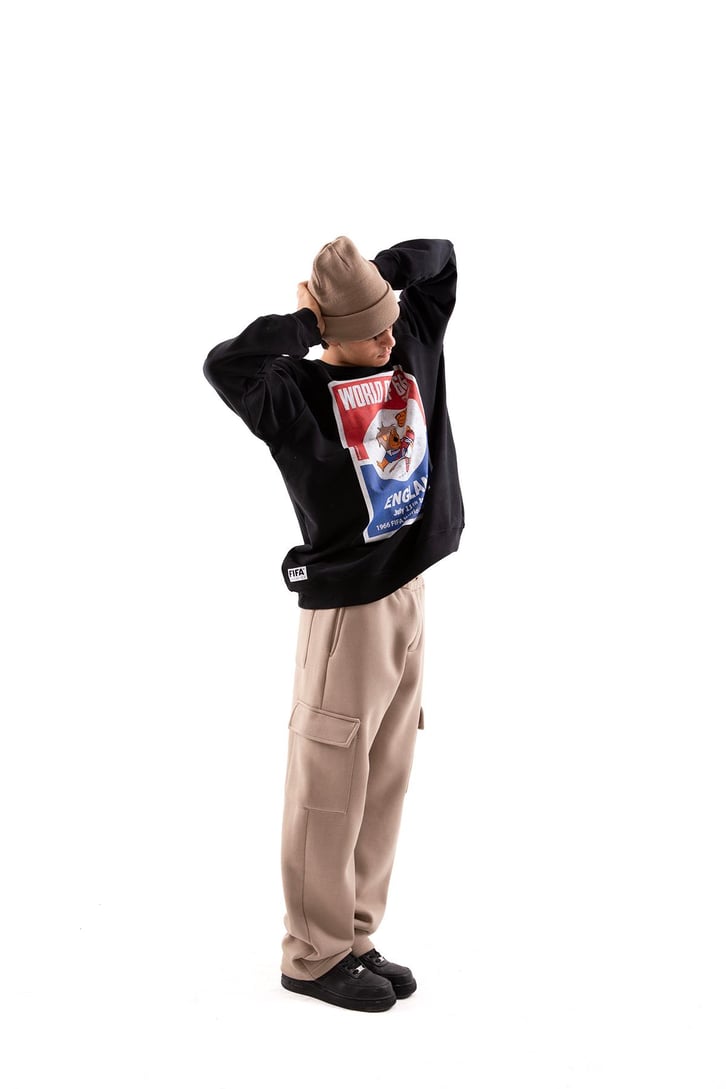 Leon Football Baskılı Siyah Oversize Sweatshirt