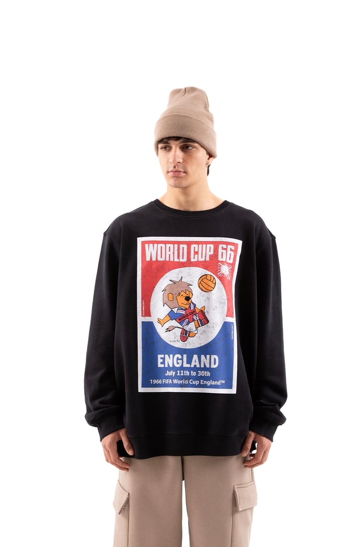 Leon Football Baskılı Siyah Oversize Sweatshirt