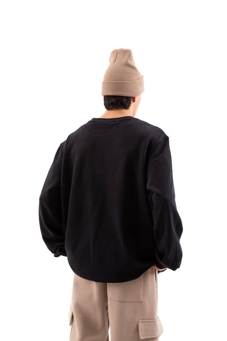 Leon Football Baskılı Siyah Oversize Sweatshirt