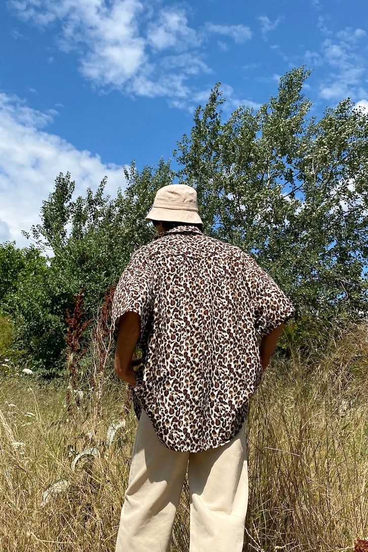 Leopar Desen Kısa Kollu Gömlek