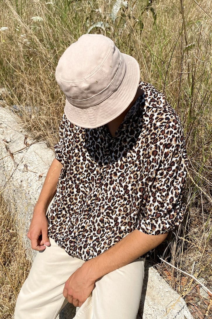 Leopar Desen Kısa Kollu Gömlek