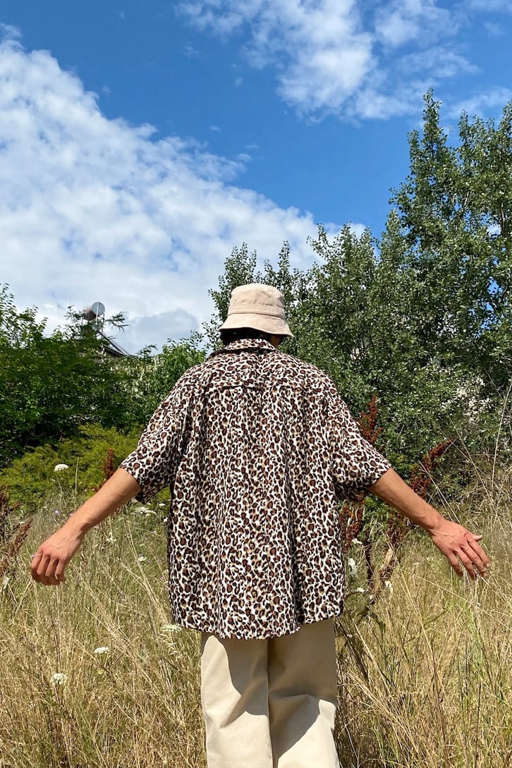 Leopar Desen Kısa Kollu Gömlek
