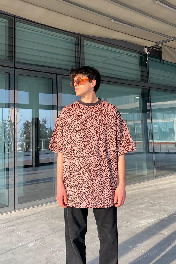 Leopar Desen Oversize Premium Tshirt