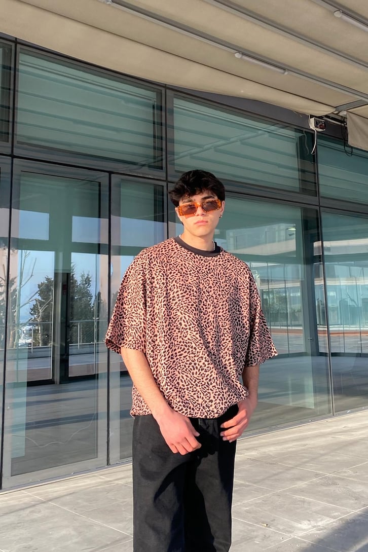 Leopar Desen Oversize Premium Tshirt
