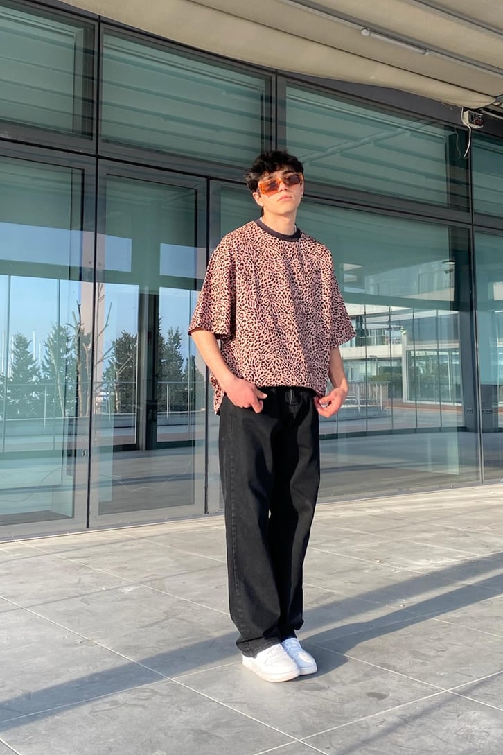 Leopar Desen Oversize Premium Tshirt