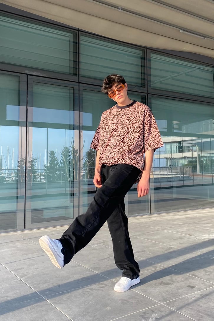 Leopar Desen Oversize Premium Tshirt