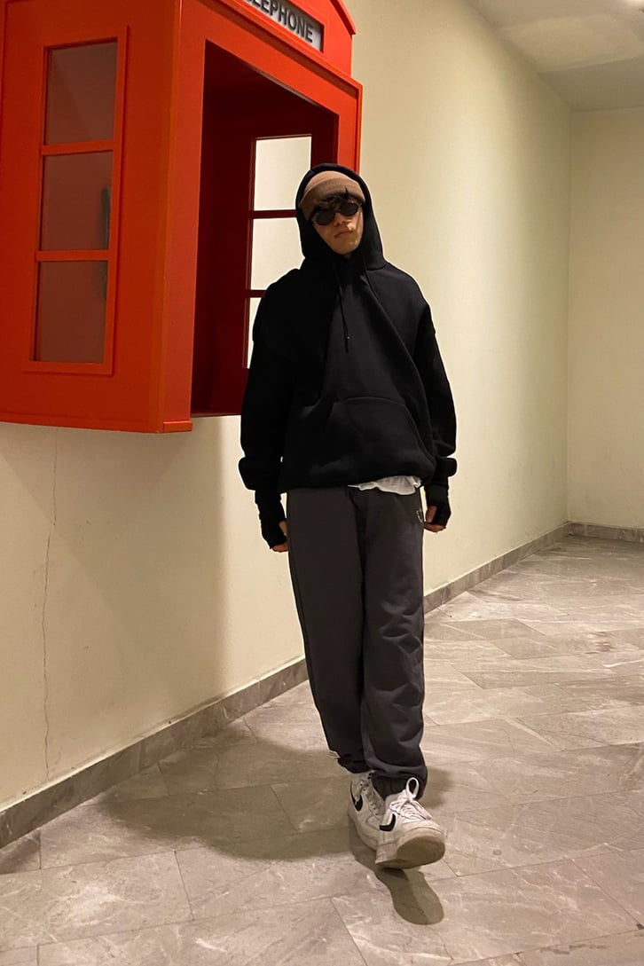 Less is Always Better Minimal Printed Gri Sweatpant