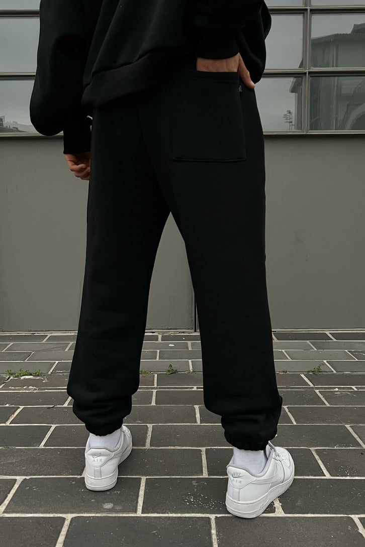 Letter Baskılı Siyah Jogger Fit Eşofman Altı