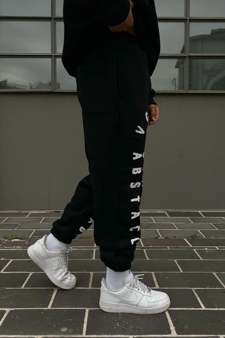 Letter Baskılı Siyah Jogger Fit Eşofman Altı