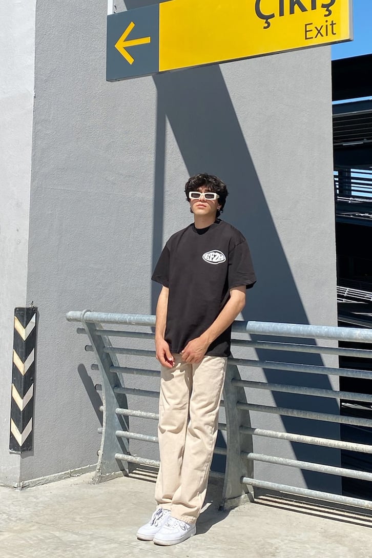 LFDY Basklı Oversize Tshirt