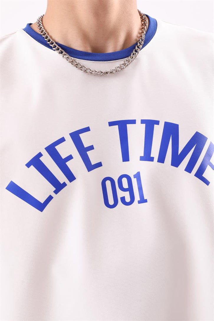 Life Time Baskılı Beyaz Şortlu Takım