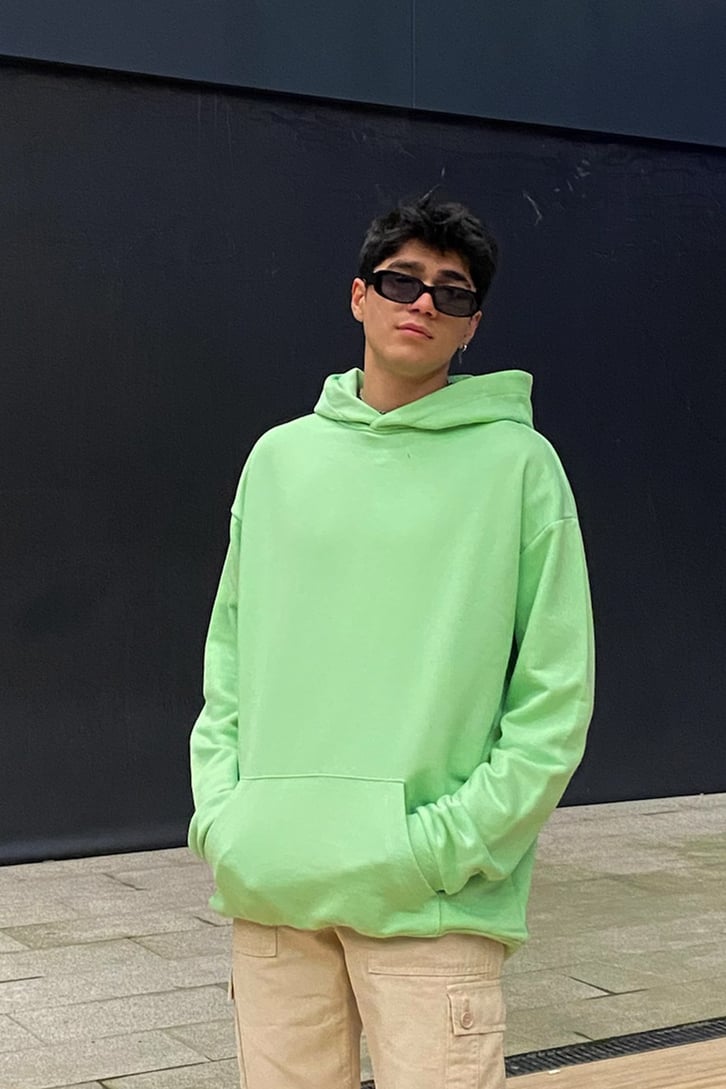 Light Green Oversize Basic Hoodie