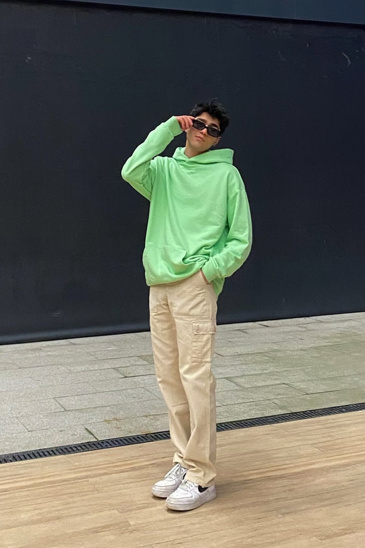 Light Green Oversize Basic Hoodie