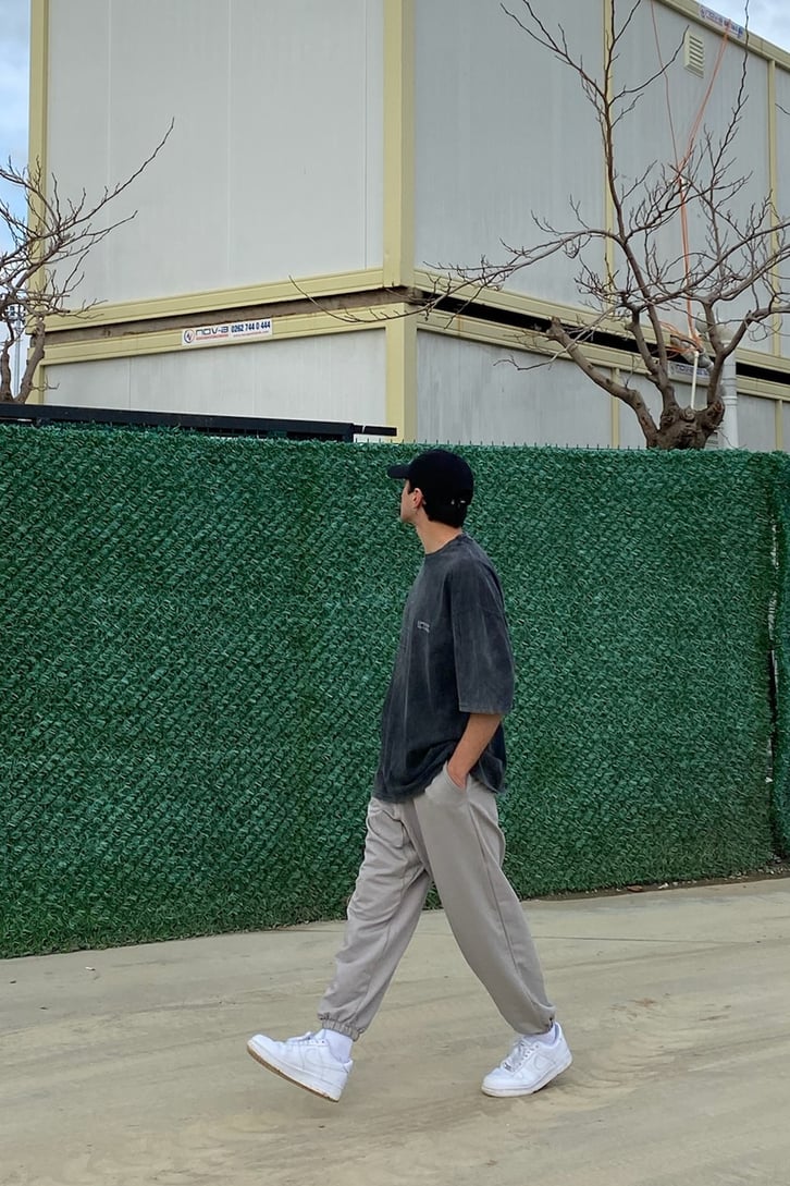 Lighting Gray Etiket Detay Oversize Sweatpant