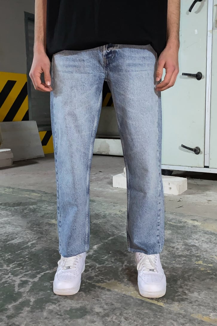 Lighting Sky Blue Taşlamalı Losse Fit Jean
