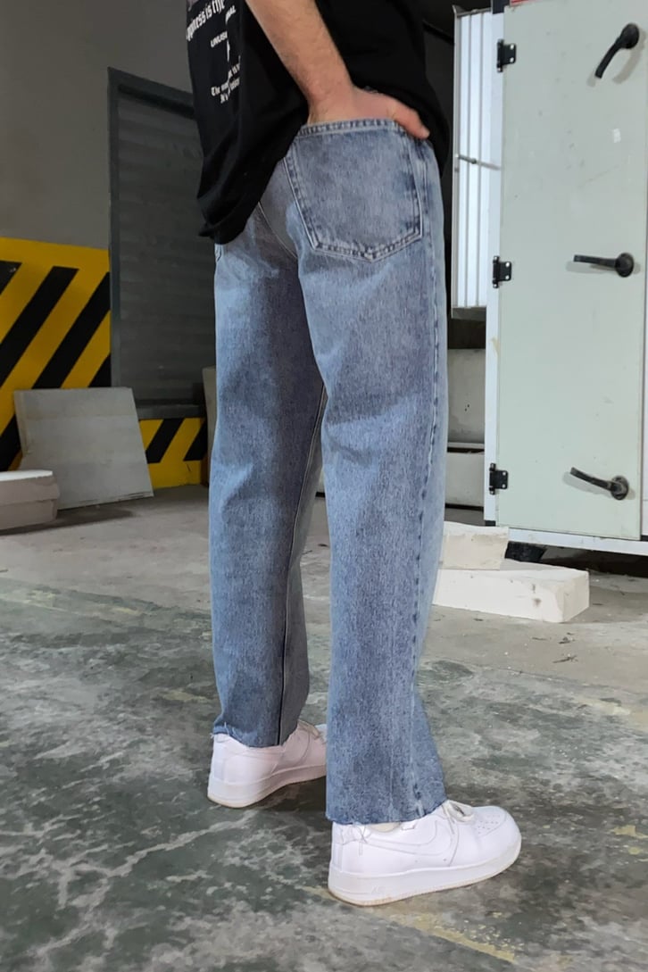 Lighting Sky Blue Taşlamalı Losse Fit Jean