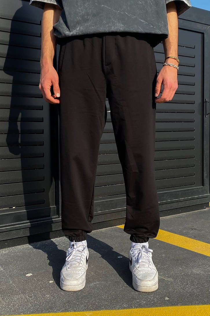 Lightning Baskı Detaylı Siyah Jogger Eşofman