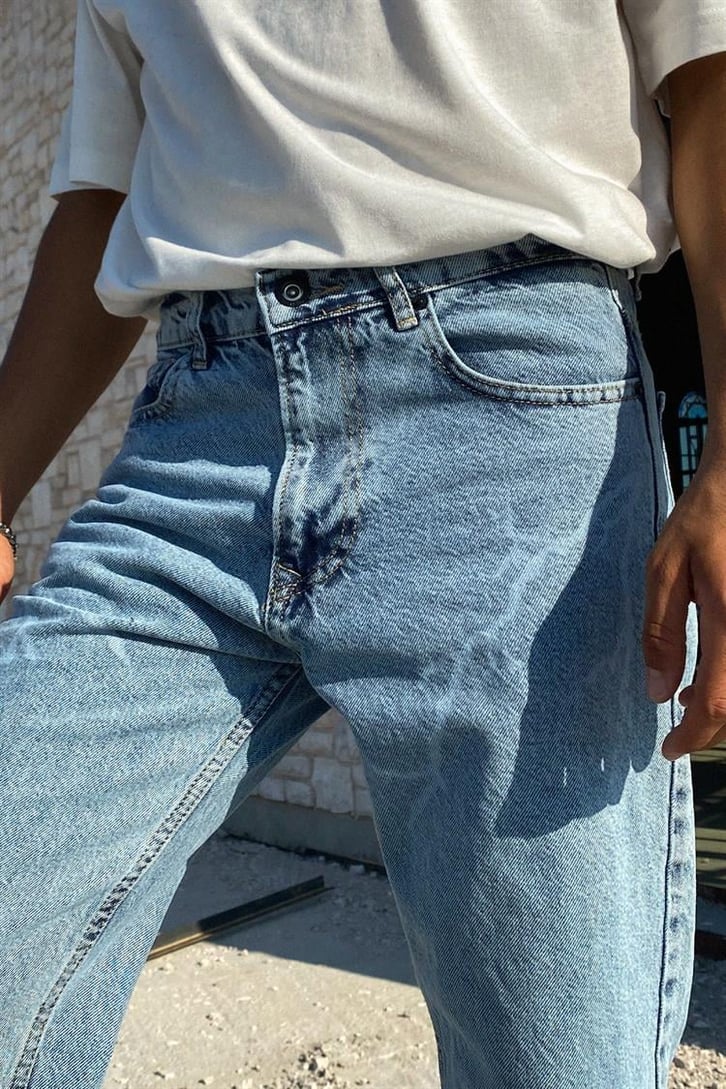 Lightning Baskılı Buz Mavi Regular Fit Jean