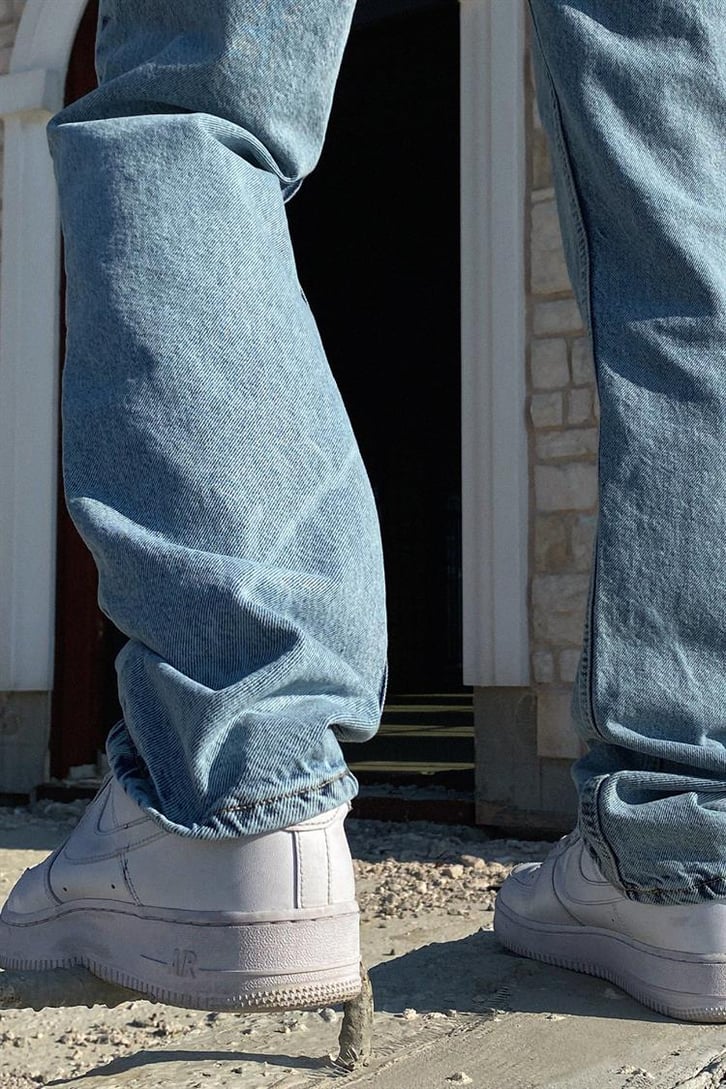 Lightning Baskılı Buz Mavi Regular Fit Jean