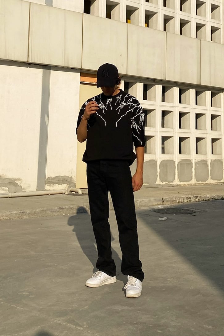 Lightning Baskılı Oversize Tshirt