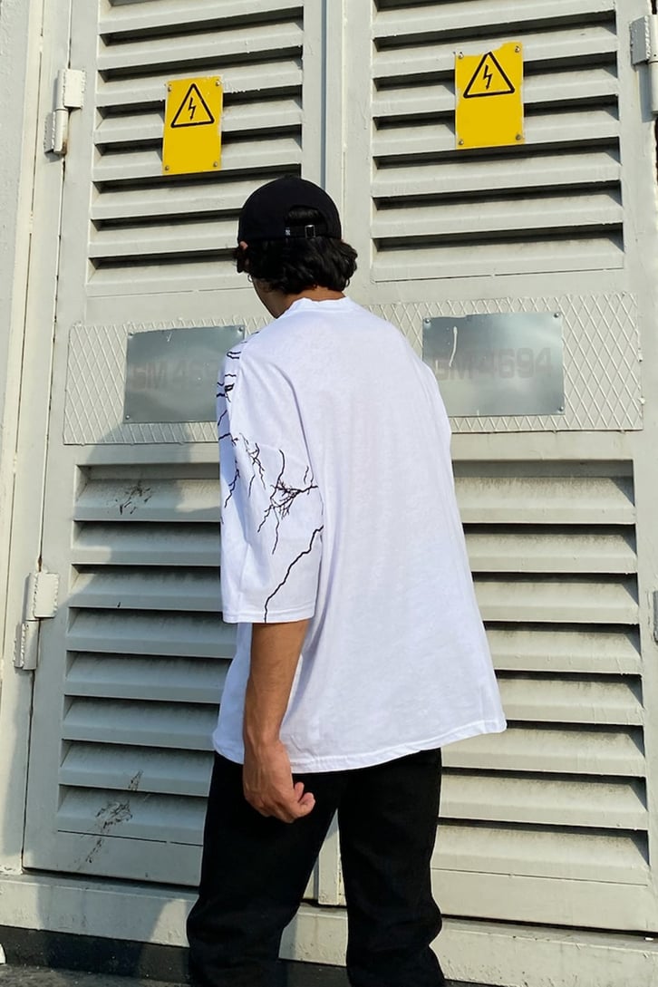 Lightning Baskılı Oversize Tshirt