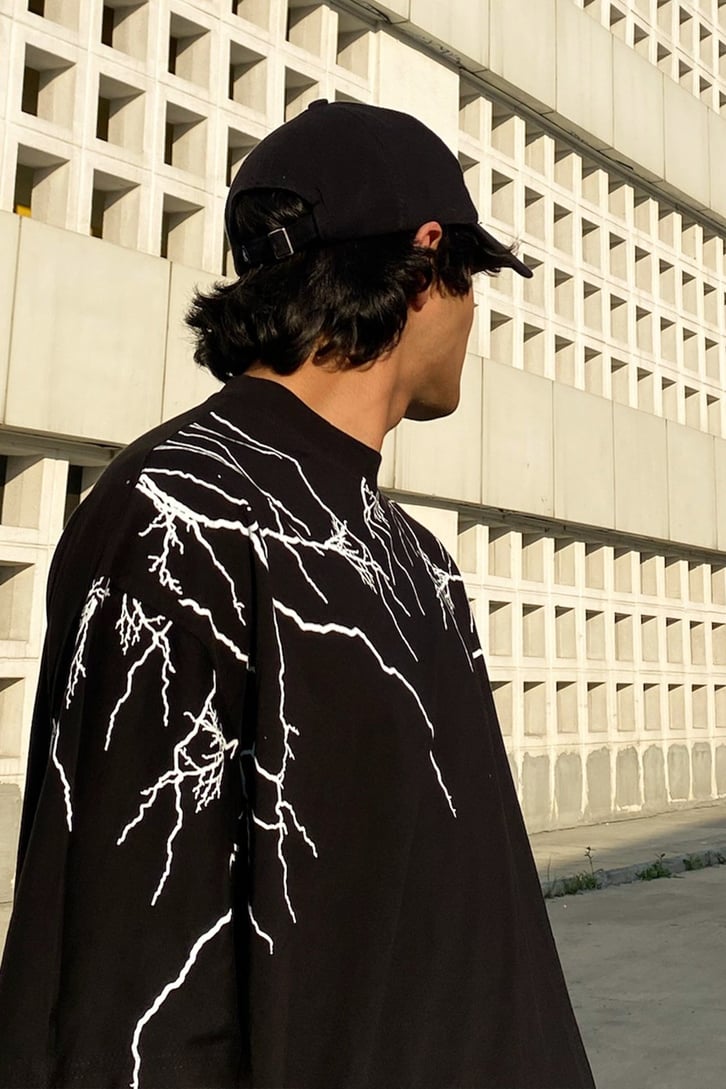 Lightning Baskılı Oversize Tshirt