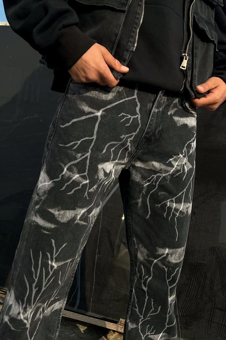 Lightning Desen Antrasit Regular Fit Jean