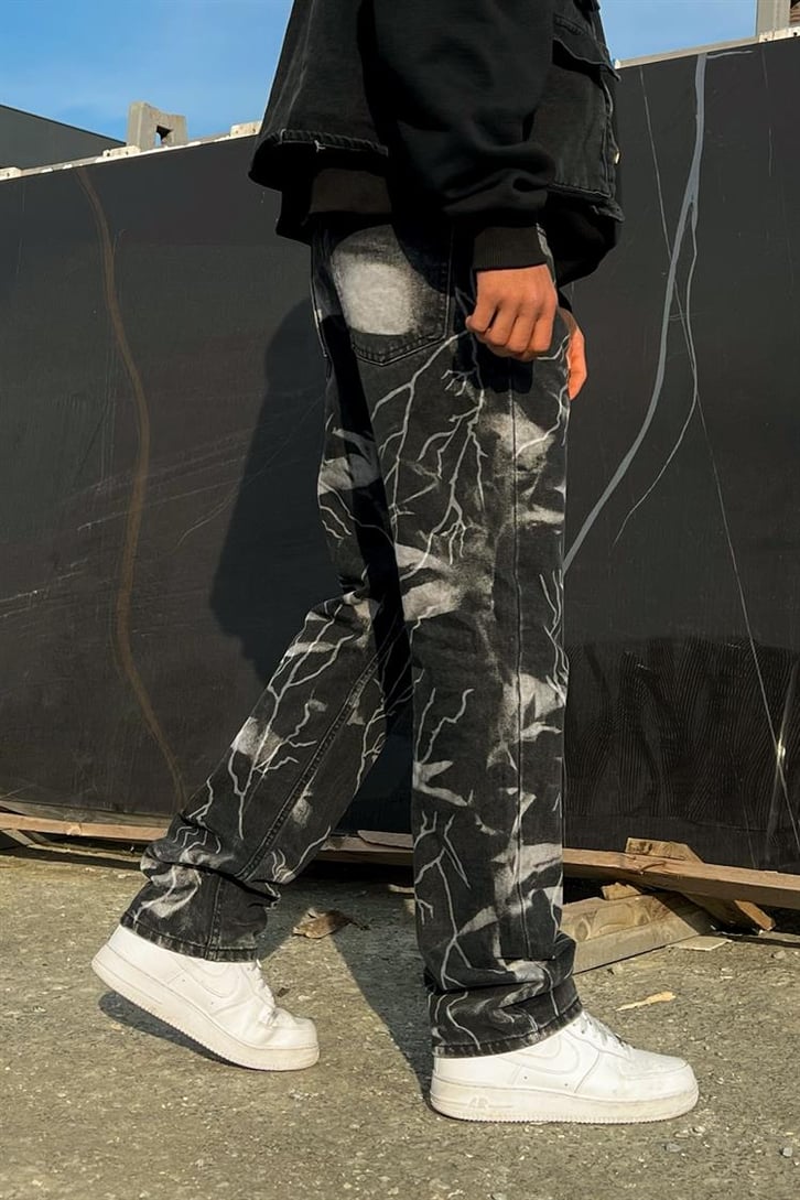 Lightning Desen Antrasit Regular Fit Jean