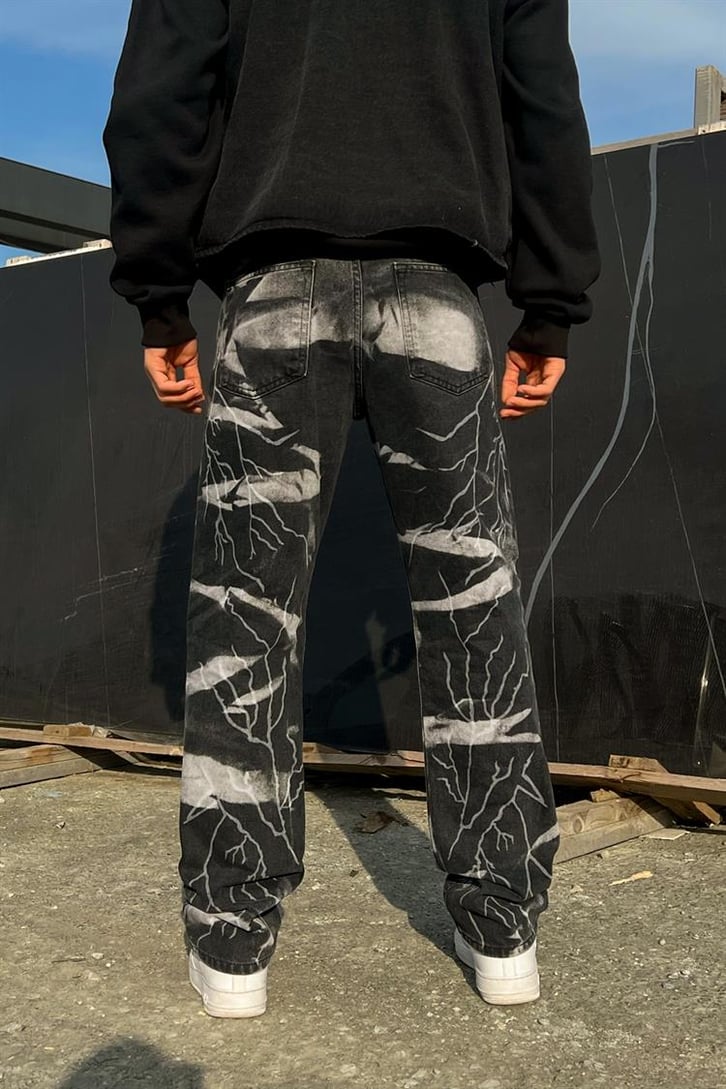 Lightning Desen Antrasit Regular Fit Jean