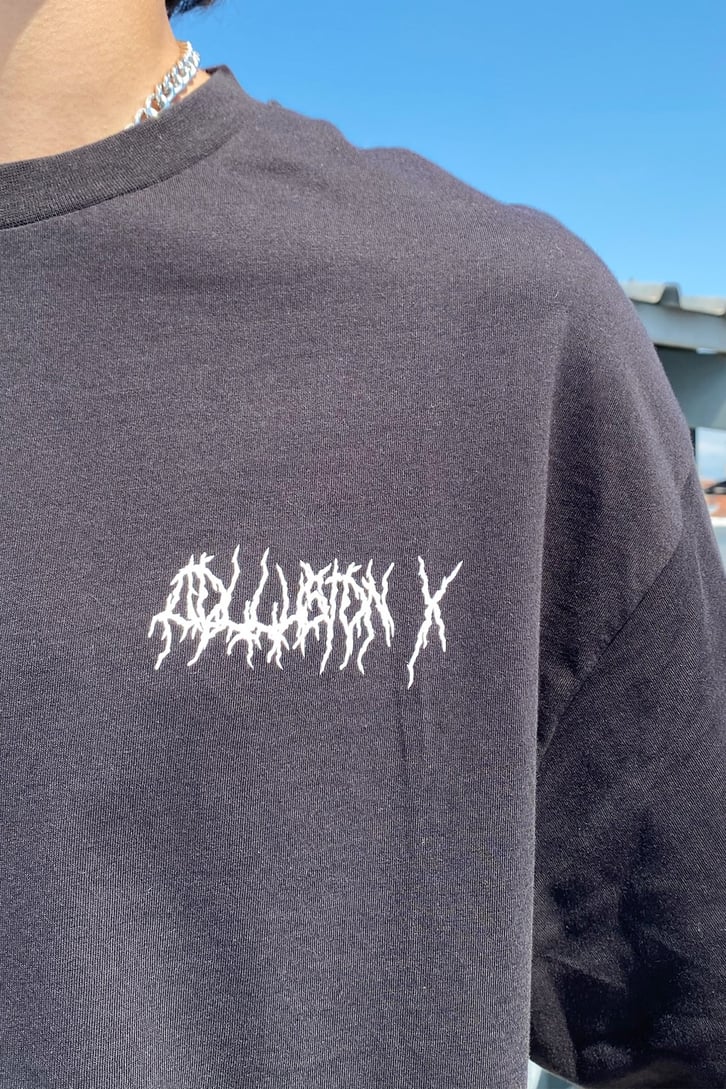 Lightning Letter Baskılı Siyah Oversize Tshirt