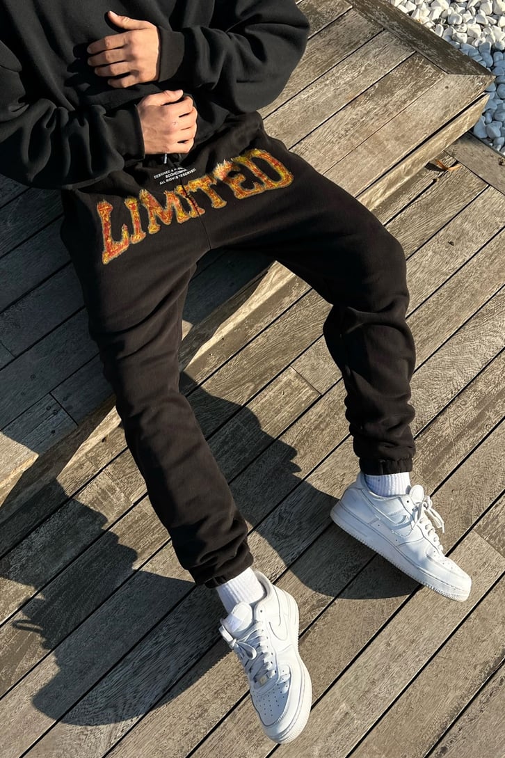 Limited Baskılı Siyah Jogger Fit Eşofman Altı