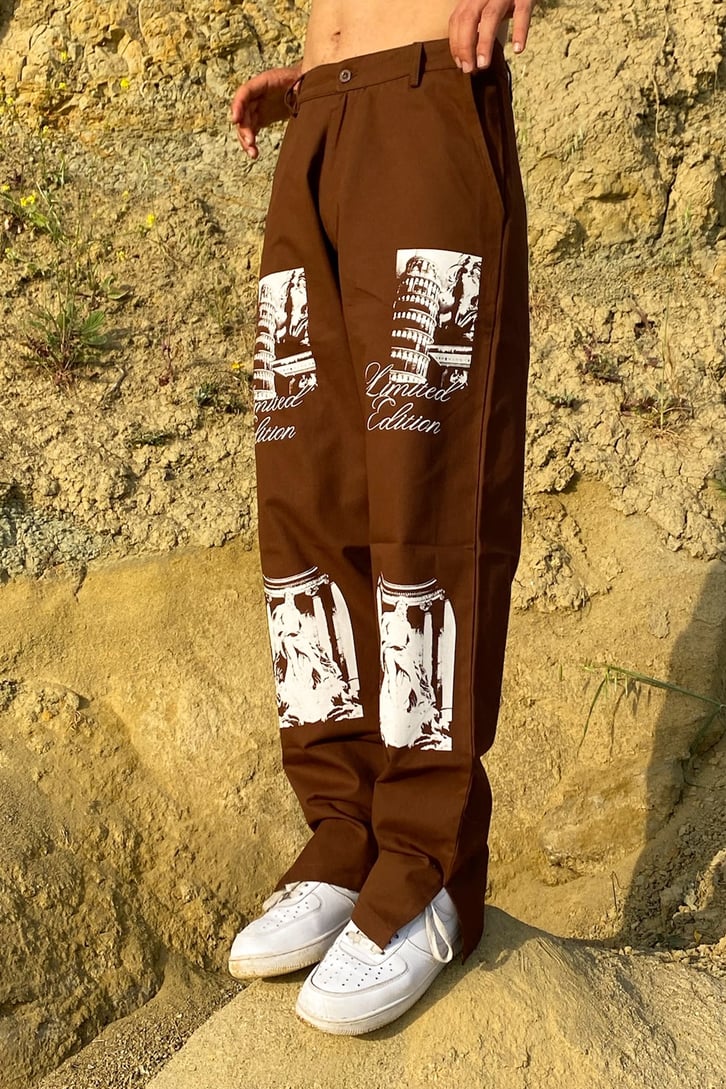 Limited Edition Baskılı Kahverengi Pantolon