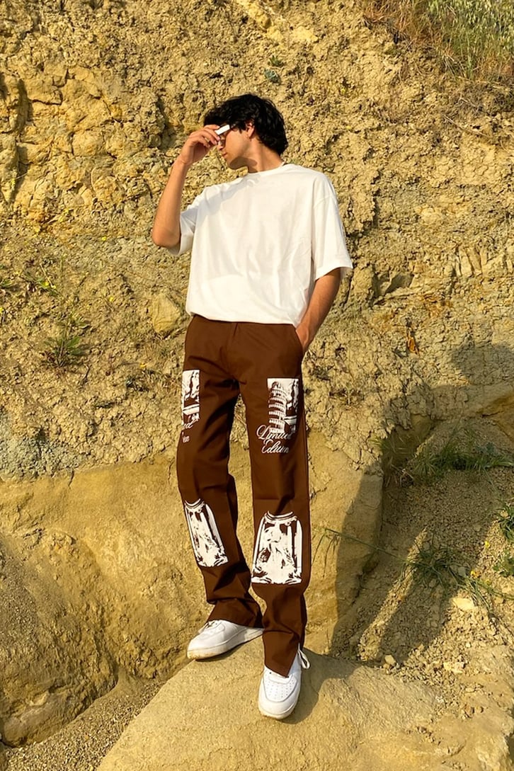 Limited Edition Baskılı Kahverengi Pantolon