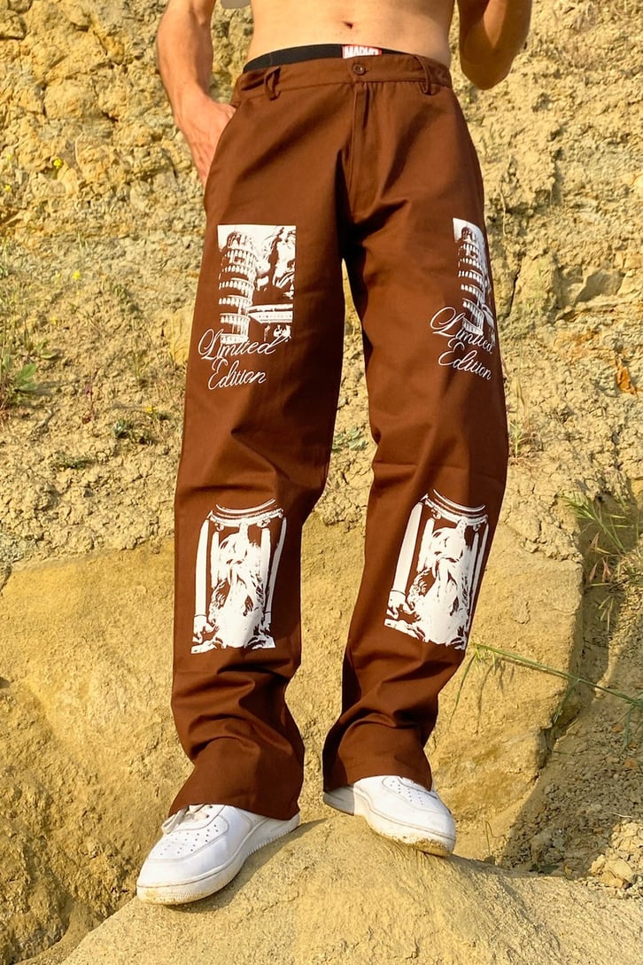 Limited Edition Baskılı Kahverengi Pantolon