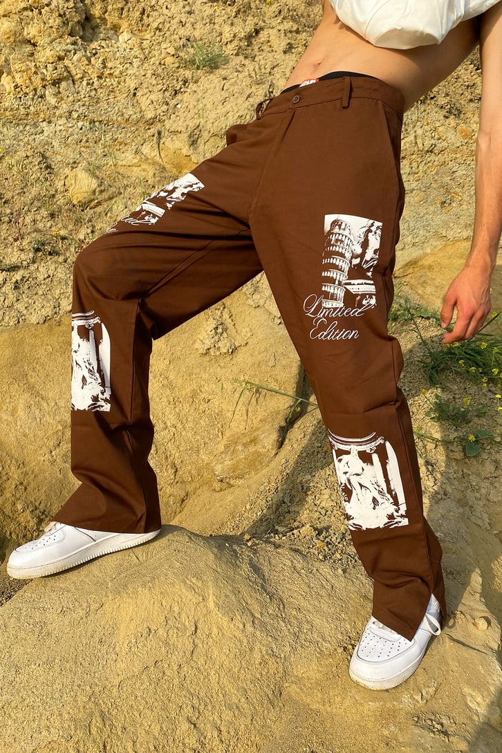 Limited Edition Baskılı Kahverengi Pantolon