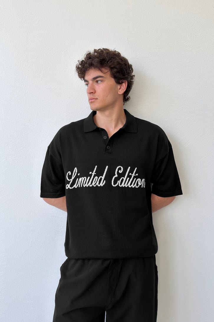 Limited Edition Baskılı Triko Polo Yaka Tişört