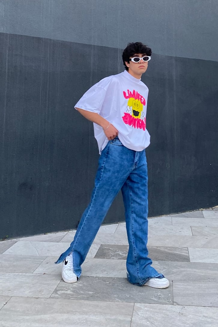 Limited Edition Zoom Baskılı Beyaz Oversize Tshirt