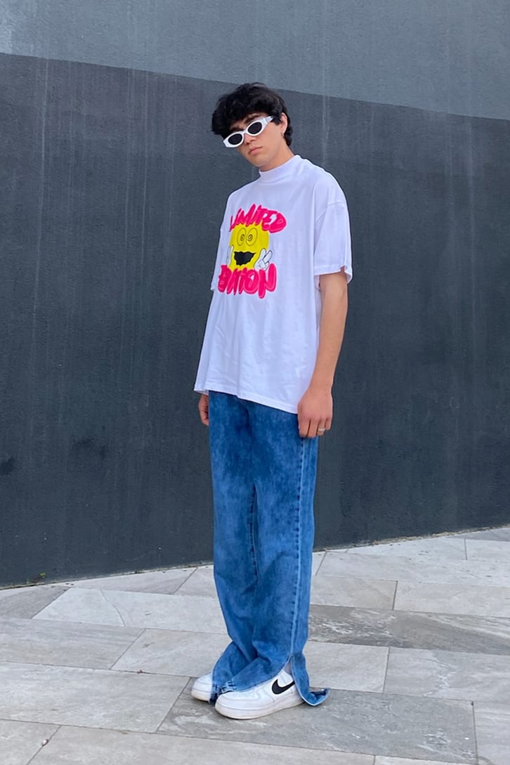 Limited Edition Zoom Baskılı Beyaz Oversize Tshirt